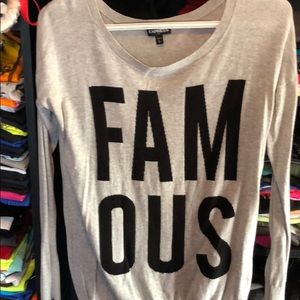 Grey “Famous” Sweater